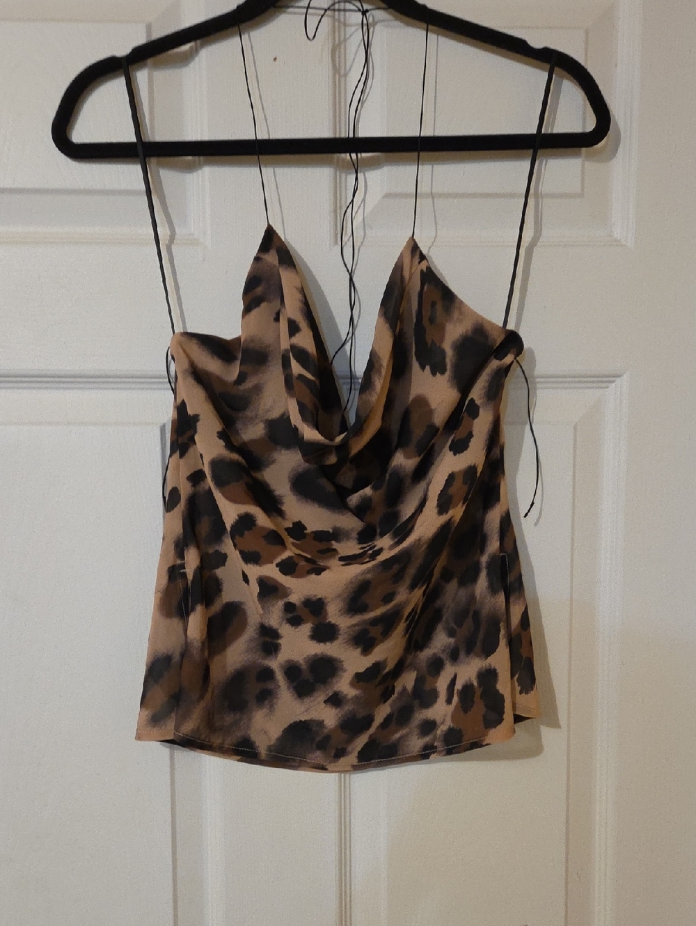 Dynamite Leopard Print Cowl Neck Cami - Tan/Black